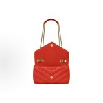SAINT LAURENT YSL LOULOU bronze metal accessories, envelope bag, crossbody single-shoulder bag, small size for women, red